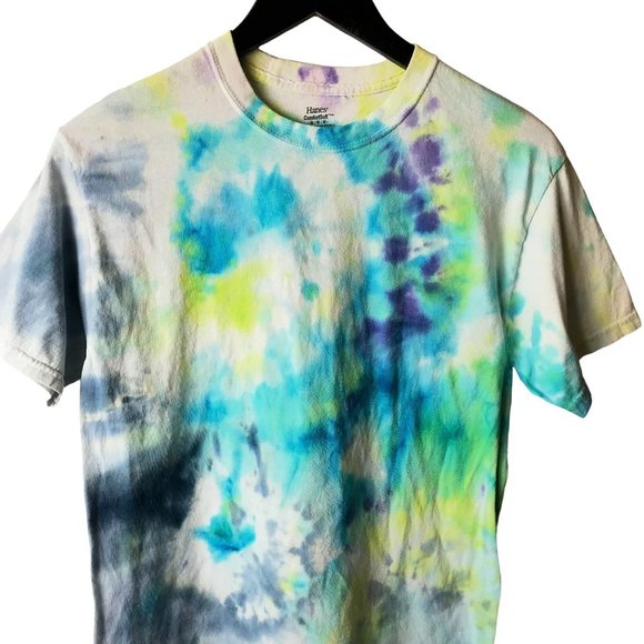 Hanes T Shirt Multicolor Medium M Festival Colors Tie Dye Tee Cotton Top Unisex - Picture 1 of 12